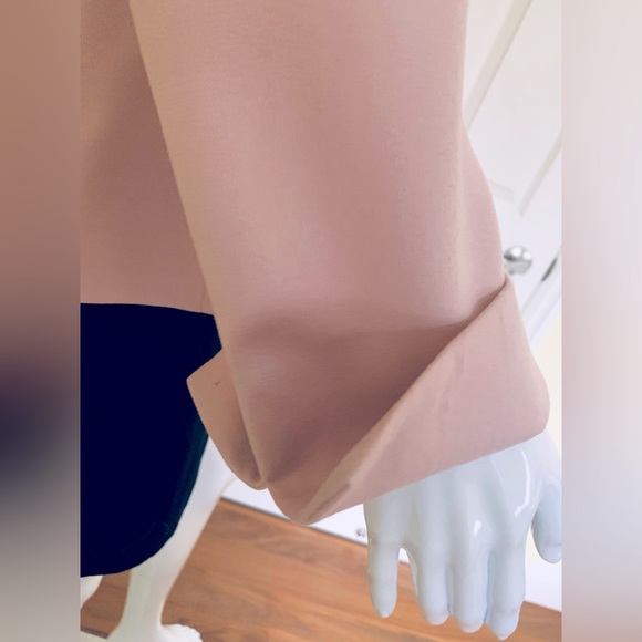 100% fine wool light pink blazer jacket collared single hook & eye closure US 12 - Picture 9 of 16